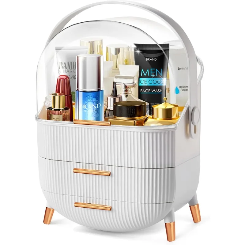 

Egg Shape makeup organizer for vanity,portable cosmetics storage box,preppy skincare organizer for college dorm