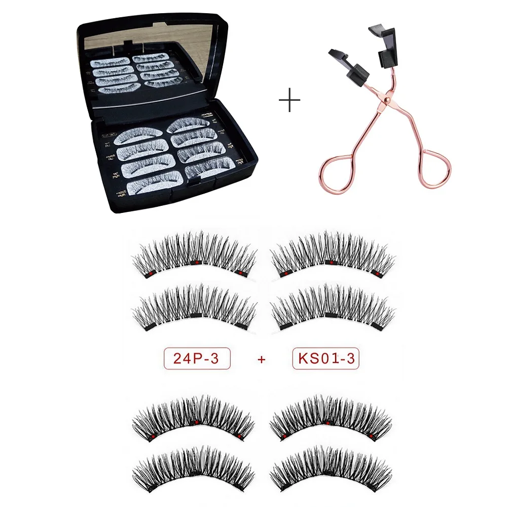 3 자기 속눈썹 거울 정장 자연 긴 밍크 속눈썹 가짜 속눈썹 확장 애플리케이터 Magnetique New Beaut 고품질