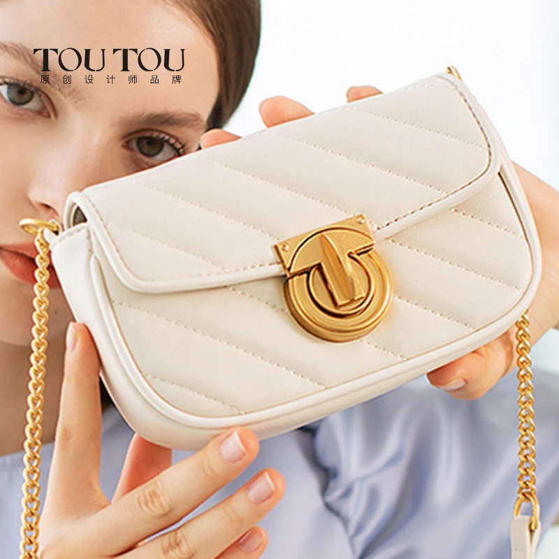 TOUTOU Genuine Leather Bolsas Chic Shouler Bag, Mini Quilted Shoulder Bags for Women, Designer Luxury Bag For Daily Use