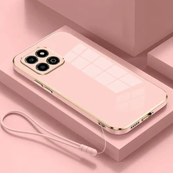 Luxury Silicone Square Platin Phone Case for Honor 200 Smart (Gs6D pink)