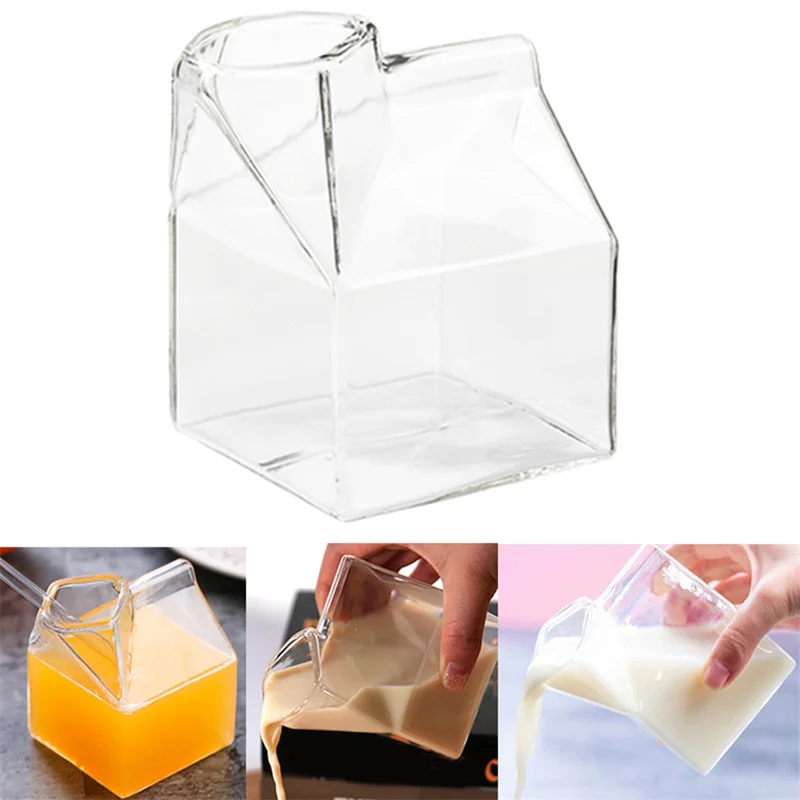 Description Picture 5 of item1Pc Half Pint Milk Carton Style Creative Mini Creamer Jug Glass Milk Mug Cow Udder Cup Milk Cup Wholesale