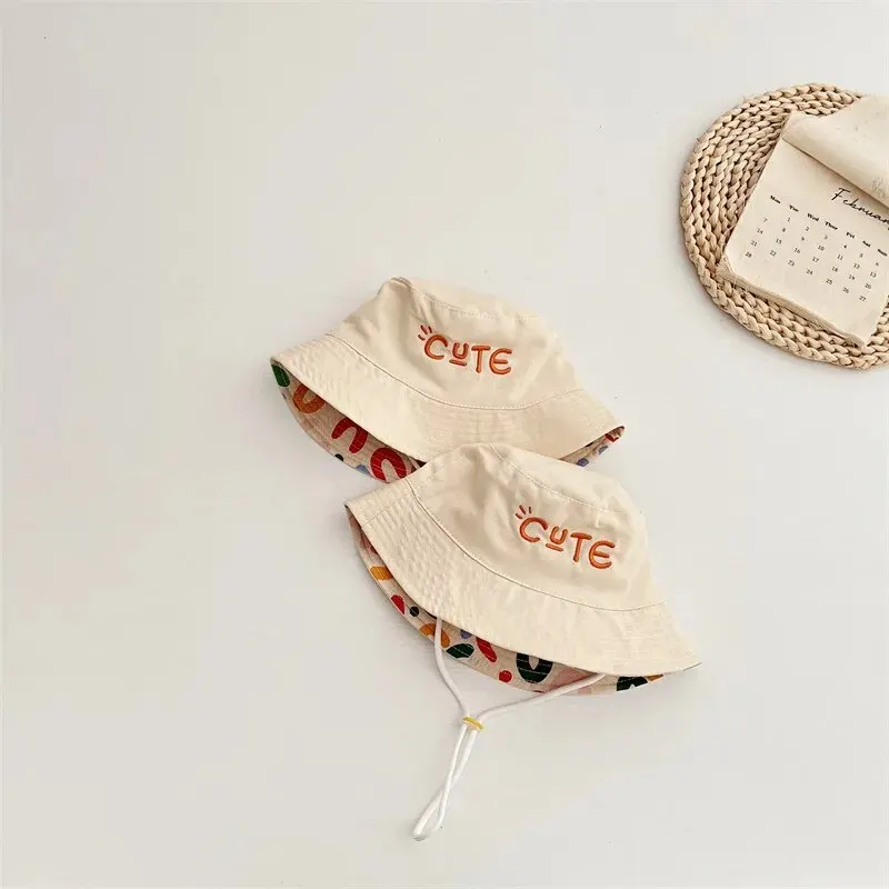 Double-Sided Baby Bucket Hat - Embroidered Fisherman Cap for Boys  Girls