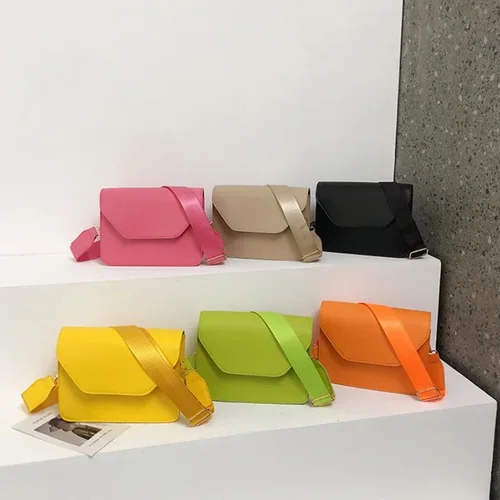 트렌디 한 여성 가방 여성을위한 빈티지 Crossbody 가방 PU 가죽 간단한 솔리드 컬러 플랩 메신저 가방 디자이너 핸드백 파우치 6
