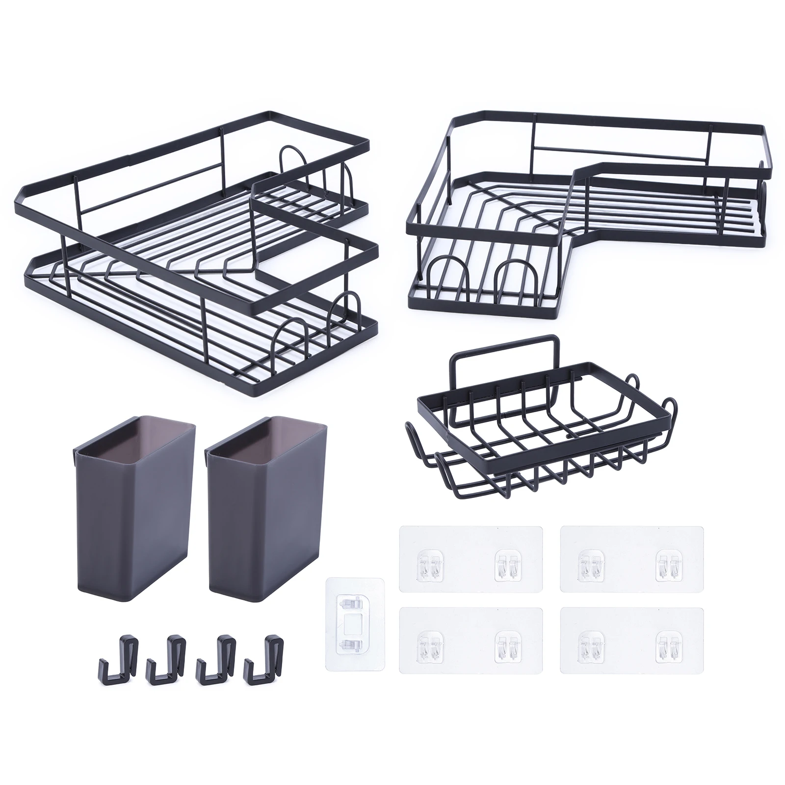 Shower Caddy Corner 3-Pack Adhesive Metal Shower Shelves with Soap Holder No Drilling Shower Organizer Corner for Dorm Renters Bathroom