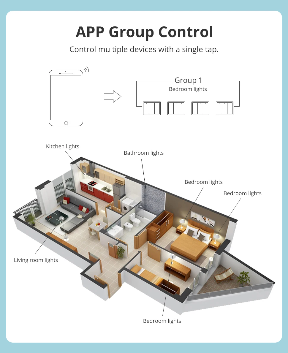 Zigbee Wall Light Switch with Neutral No Neutral 1 2 3 4 6 Gangs Interruptor Wor