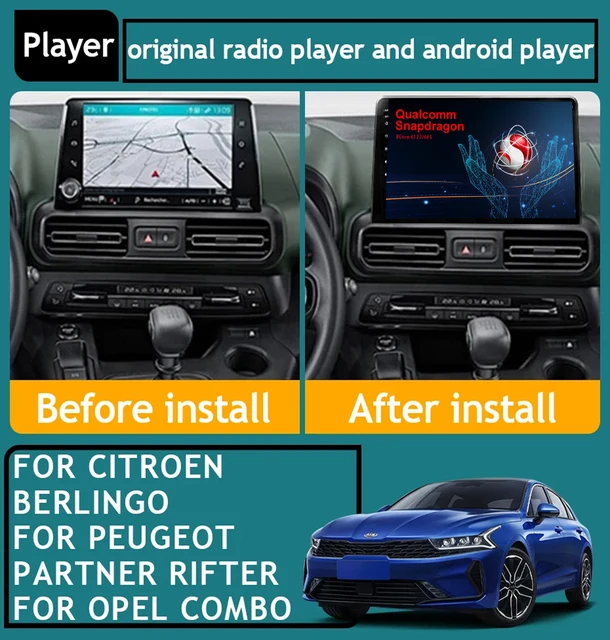 8g 128g Autoradio Pour Citroen Berlingo Pour Peugeot Partner Rifter  2018-2020 GPS 1280 * 720p Android10 Auto Carplay Ips Bt