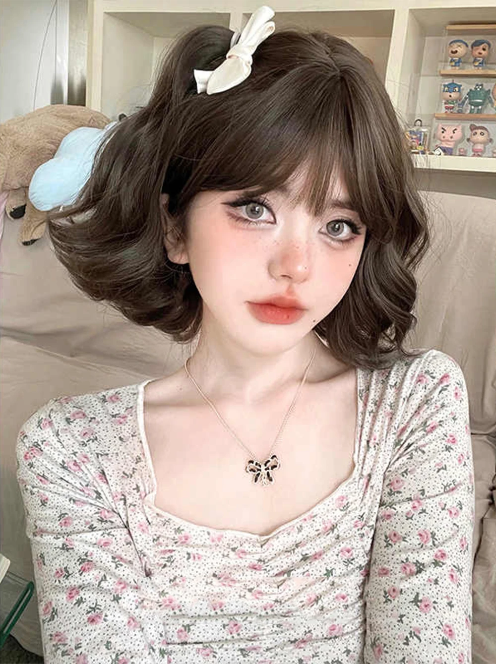 Black Synthetic Curly Bob Wig for Ladies