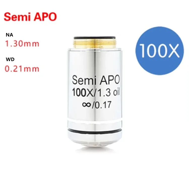 Optics 100X Microscoop Objectief, DIN Standaard 160 20.2MM Interface, Biologische Microscoop Achromatische Objectief Lens, Lab Kwaliteit Objectief voor Samengestelde Biologische Microscopen
