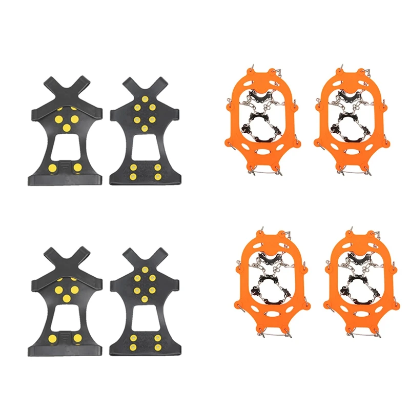 Xinda 1 Пара Противоскользящие шипы для обуви для скалолазания по снегу и льду на открытом воздухе с ледяным когтем, оболочка цепи (оранжевый L код)