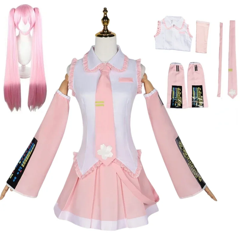 Costume Cosplay Rosa 2026 per Performance, Completo con Parrucca Hatsune Regular C, per Ragazze, Tema Primavera Sakura Ciliegio - immagine 3