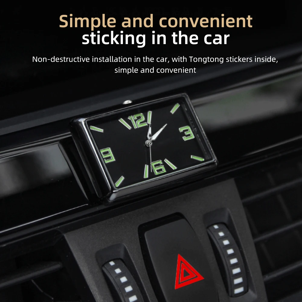Car Clock Luminous Mini Automobiles Digital Watch Quartz Clocks Stick on Auto Ornament Car
