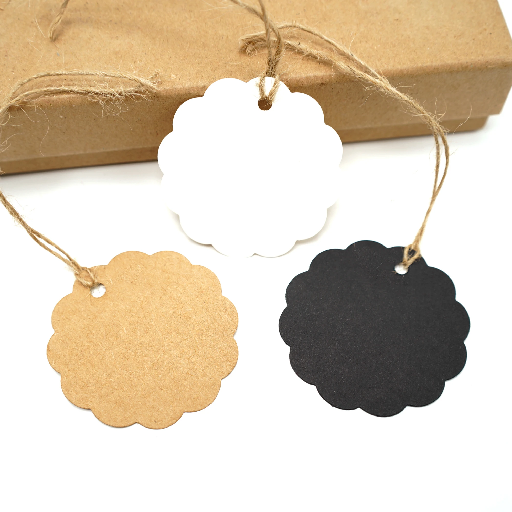 Kraft Brown Gift Tags - Round Top Scalloped Price Tag Circle - Paper Hang  Tags