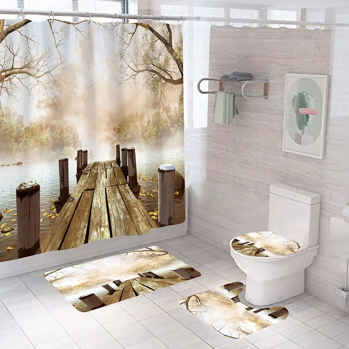 Cortina de baño con anillas Porto Tienda online Ajuar Decoración