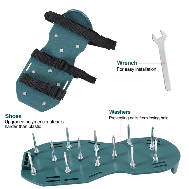 Lawn Aerator Shoes, 1 Pair of Lawn Aerator Sandals Soil Loosening Aerator Spiked Shoes Gardening Tool 2