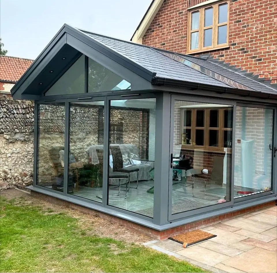 DN Sliding Door Aluminum Panoramic Tempered Glass Entry Patio Exterior Doors Household Front Door Office Home Decor