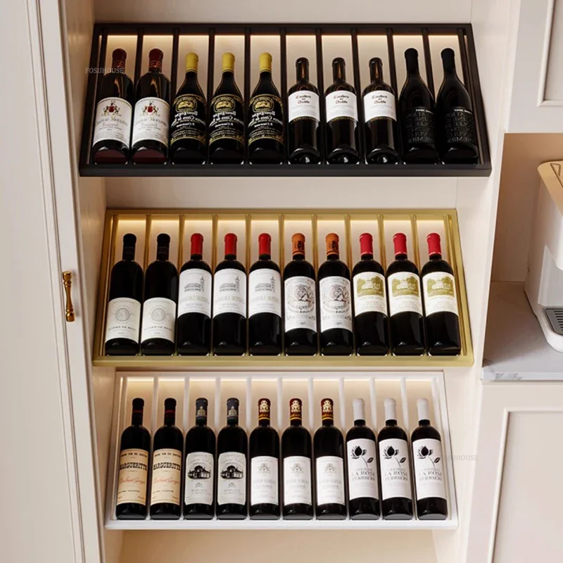 Light Luxury Iron Wine Racks High-end Bar Cabinet Red Wine Oblique Shelf Home Bottle Dsecorative Display Racks C