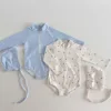 5428 Korean Baby Swimsuit 2025 Spring Summer New Boys and Girls Cute Printed Checkered Polka-dot Sun-proof One-piece Swimsuit 2