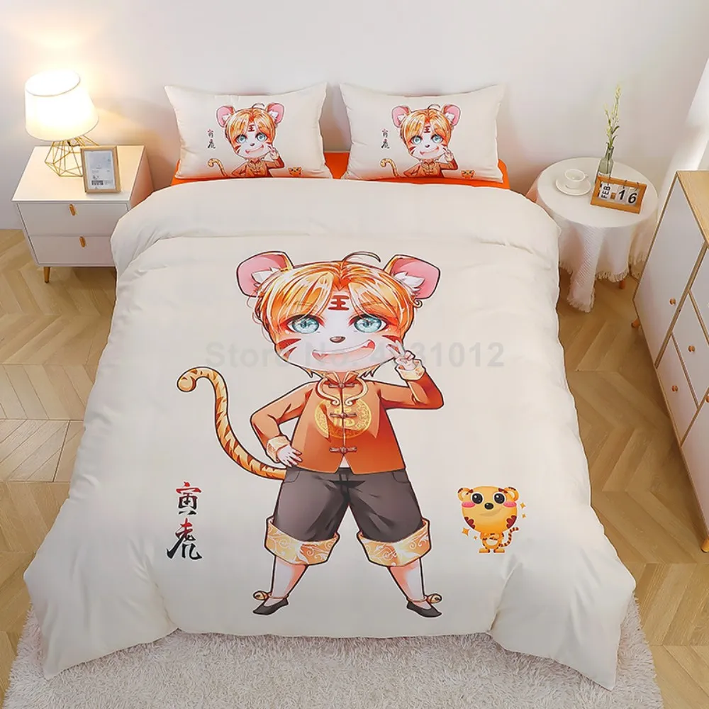 

Baby Bedding Set Overseas Chinese Zodiac Tiger Rabbit Dragon Duvet Cover Bedclothes for Boy Girl Children Birthday Gift