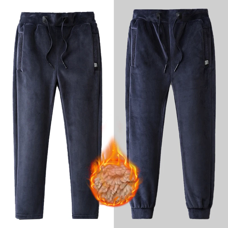 Men's Winter Pants Outside Warm Joggers Thicken Men Sweatpants Heavyweight Streetwear Fleece Trousers Men Pant L-8XL