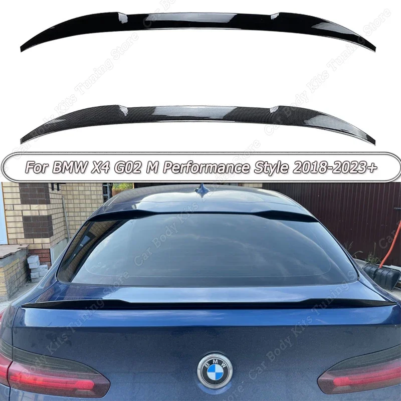 

Для BMW X4 G02 M Performance Style 2018 2019-2023 + спойлер заднего багажника, крыла ABS багажник комплект для губ тюнинг Блеск Черный ABS