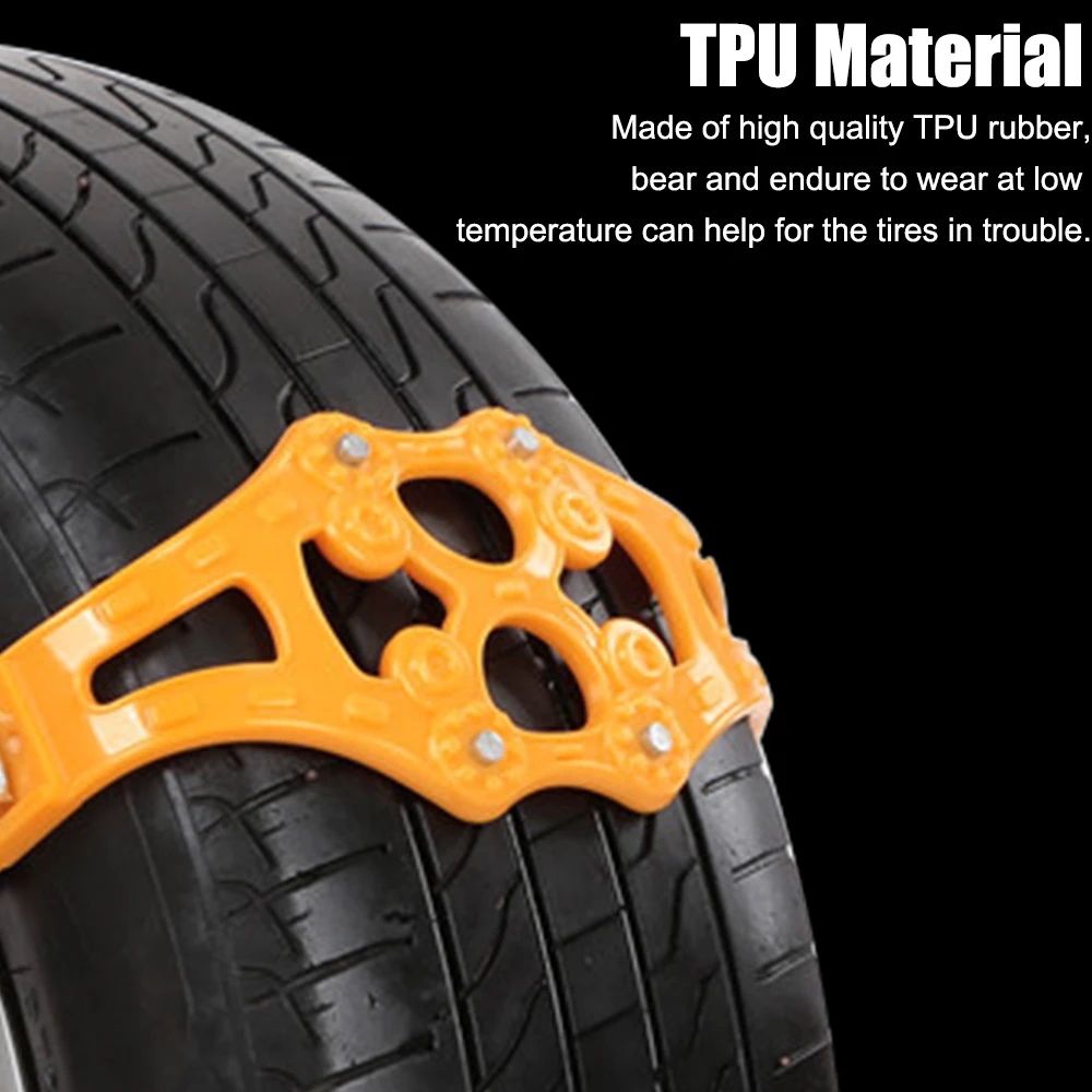 Tire Chains Winter Roadway Safety Tire Snow Snap Skid Wheel chains Car Anti-skid Safety Adjustable Double buckle TPU Chains 1pcs/set