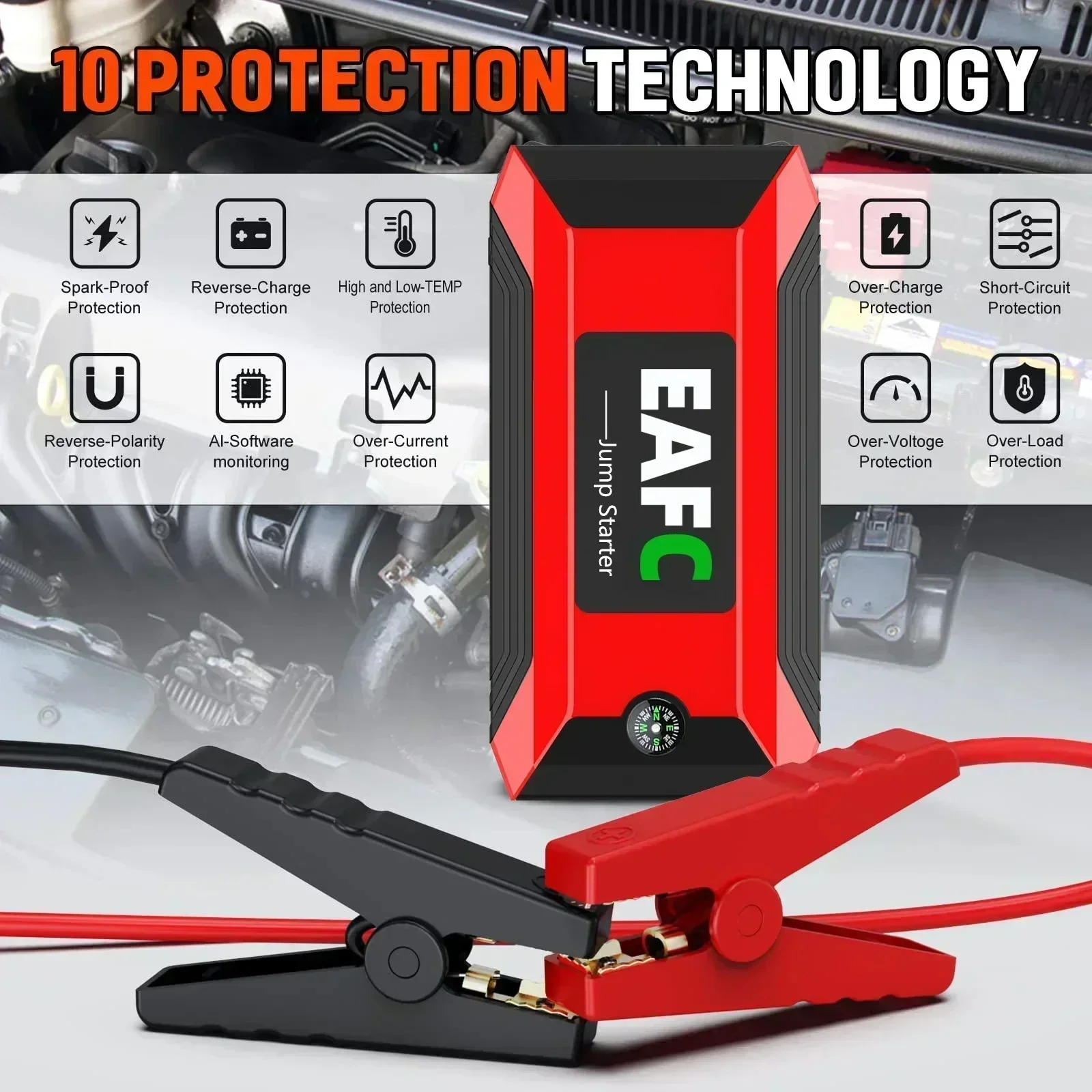 Car Jump Starter Jump Starter EAFC Car Jump Starter 1200A/600A Auto Booster Device Charger Battery Portable