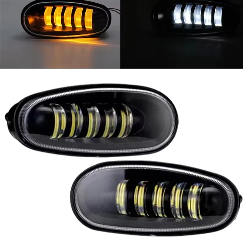 ABFG-2PCS 자동차 LED DRL 안개등 어셈블리 LED 5 렌즈 Daewoo Lanos Sens 용 안개 운전 램프