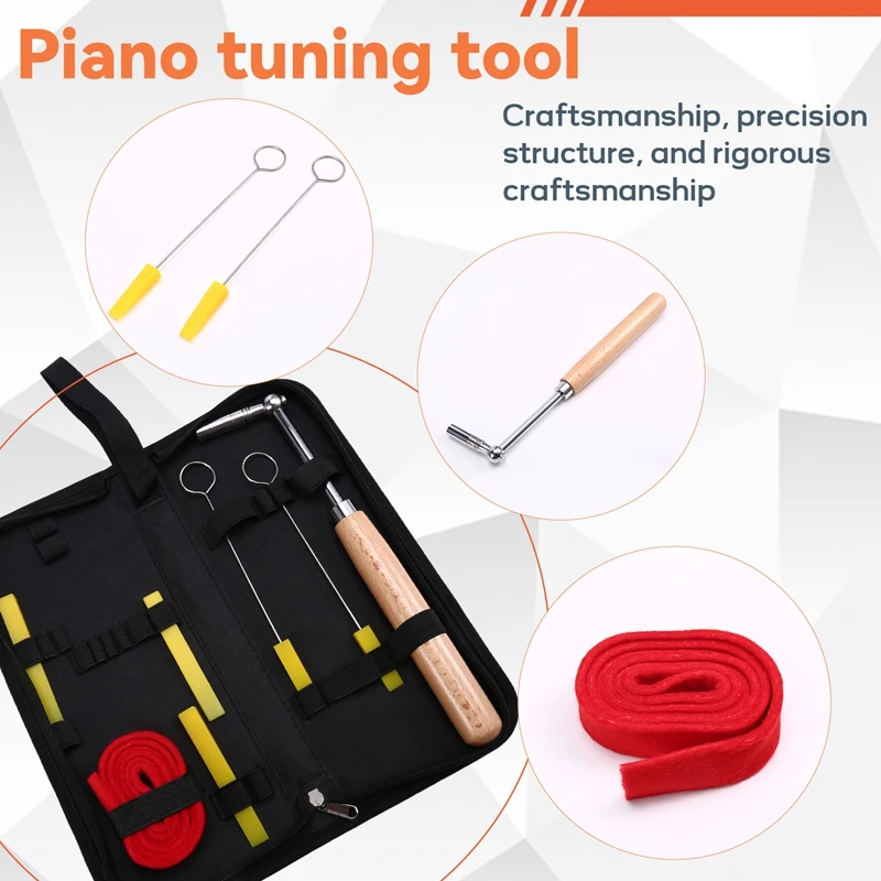 X18A-Piano Tuning Kit, Piano Tuning Tools With Carry Case, Piano Hammer And Mute Set, Wrench