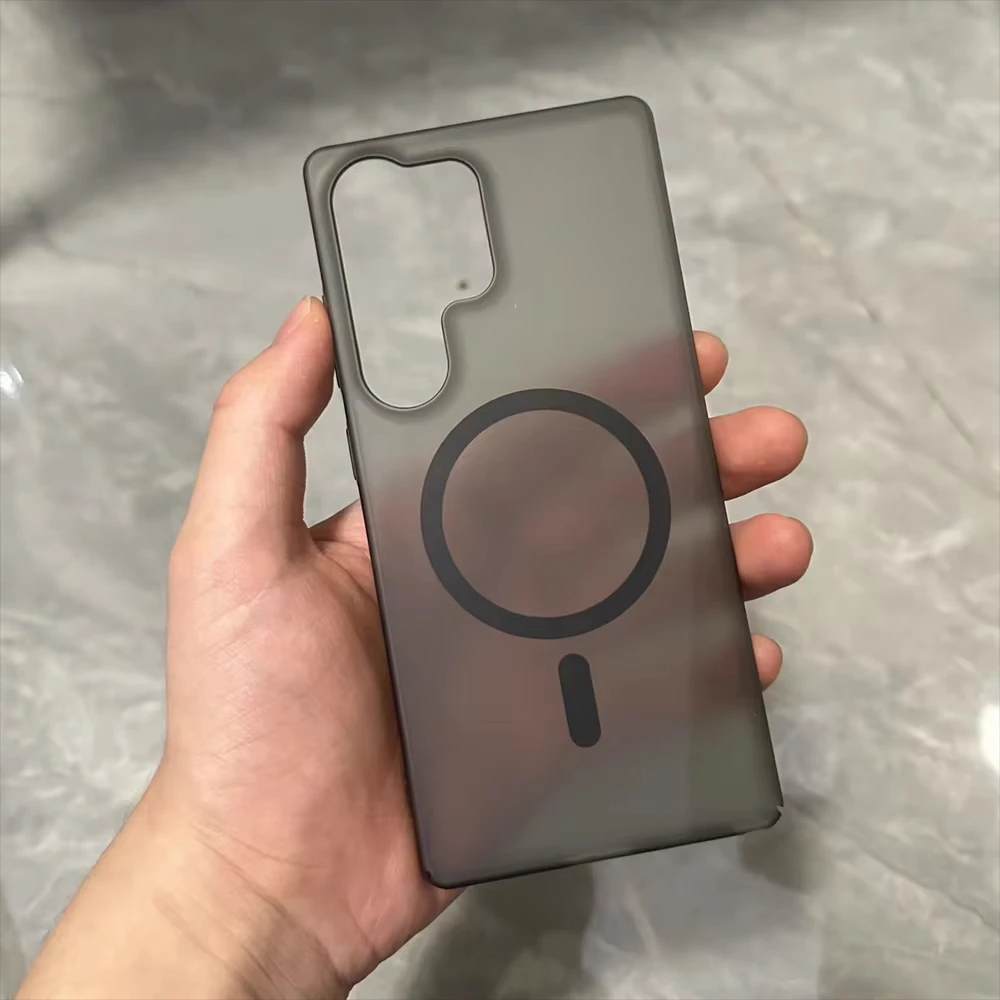 Ultra Thin Matte Clear Magnetic Phone Case with Wireless Charging and Shockproof Protection