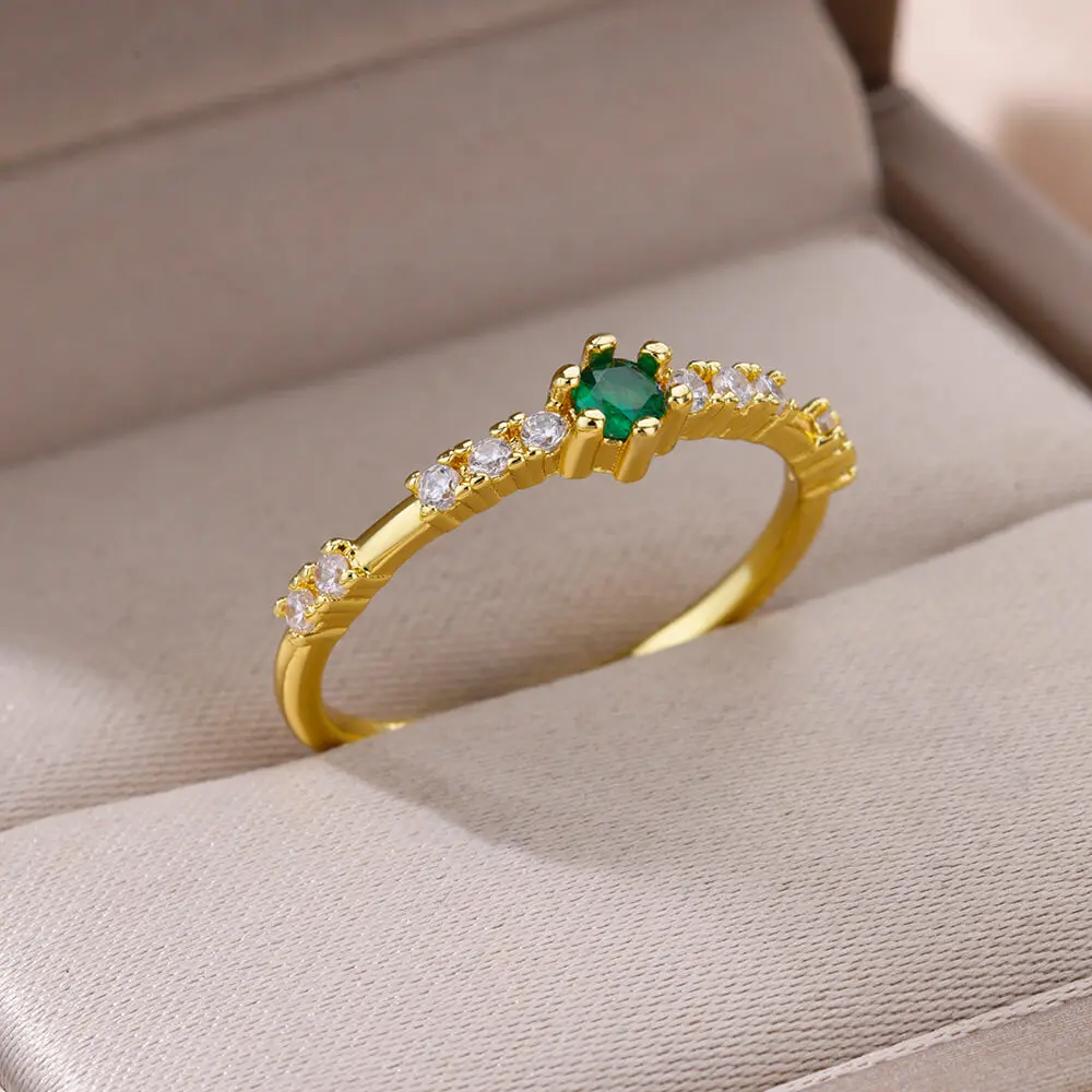 Stainless Steel Ring For Women Tiny Zircon Round Geometric Oval Luxury Wedding Christmas Jewelry Gift 2025