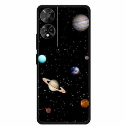 Original Soft Silicone TPU Phone Case Back Cover - Fashion Planet Design, Black Bumper for TCL 50 XE (M05.CH.46)