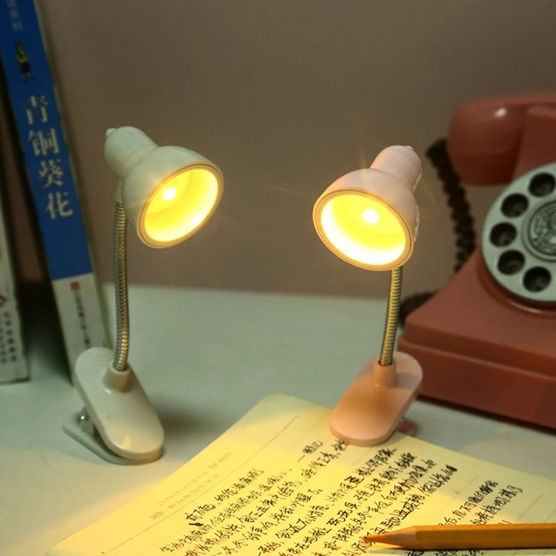 1Pc Mini LED Clamp Reading Lamp Night Lights Read Bedside For Bedroom Study Clip Design Home Portable Book Clip Lamp