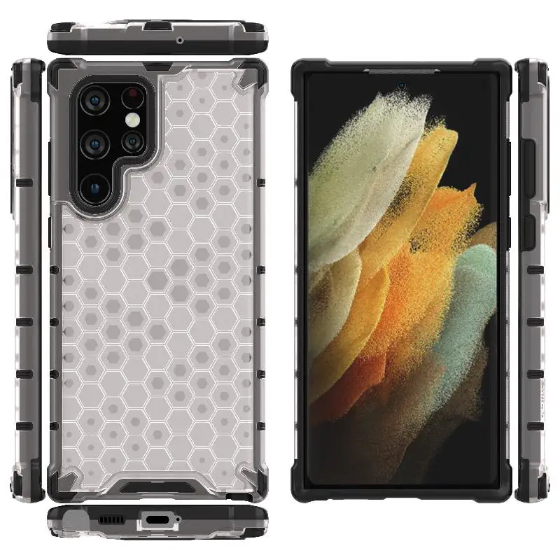 2-in-1 Full Protection Shockproof Translucent Phone Case with Hard Armor Cover