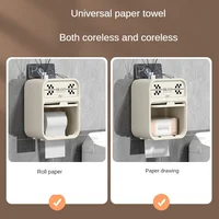 Wall Mounted Tissue Box Durable Material Double Layer Storage Drawer Storage Save Space Nail-free Installation Removable Durable 2