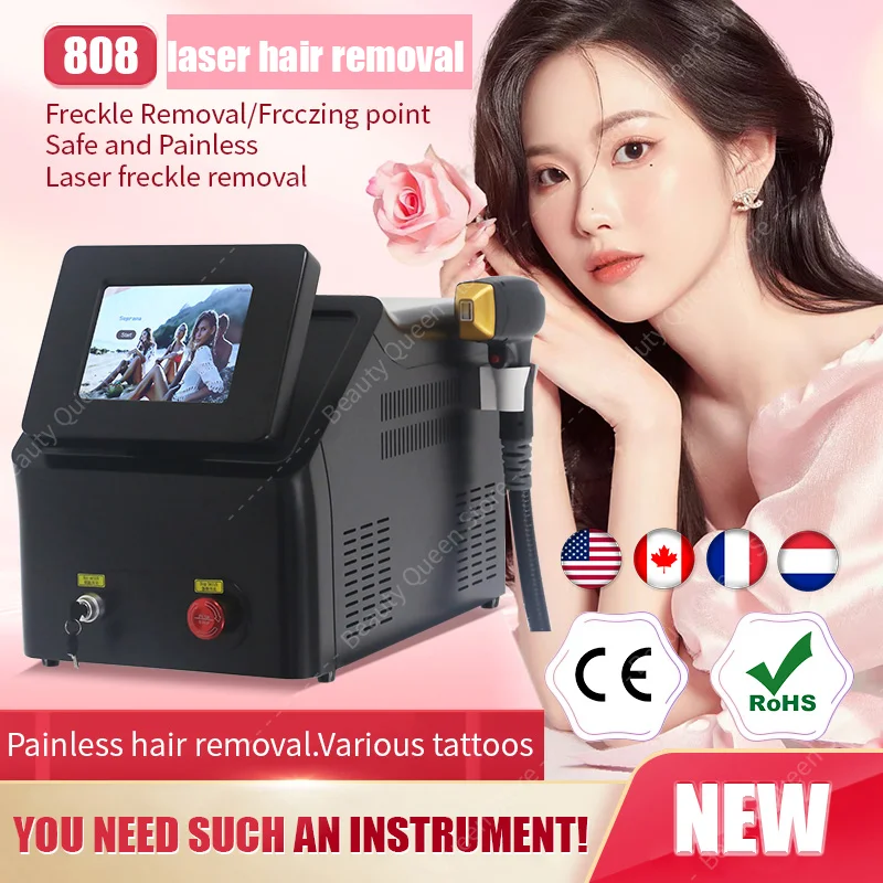 

2024 808 Diode Hair Removal Machine 2000W 3 Wavelength RF Professional Ce Approval Eos-Ice 755nm 808nm 1064nm Hair Remov Salon