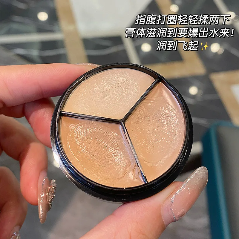 Face Concealer Palette 3-Color Concealer Palette Cream Texture Covers Acne Marks Dark Circles Multifunction Face Makeup Lasting Brighten Face Cosmetics