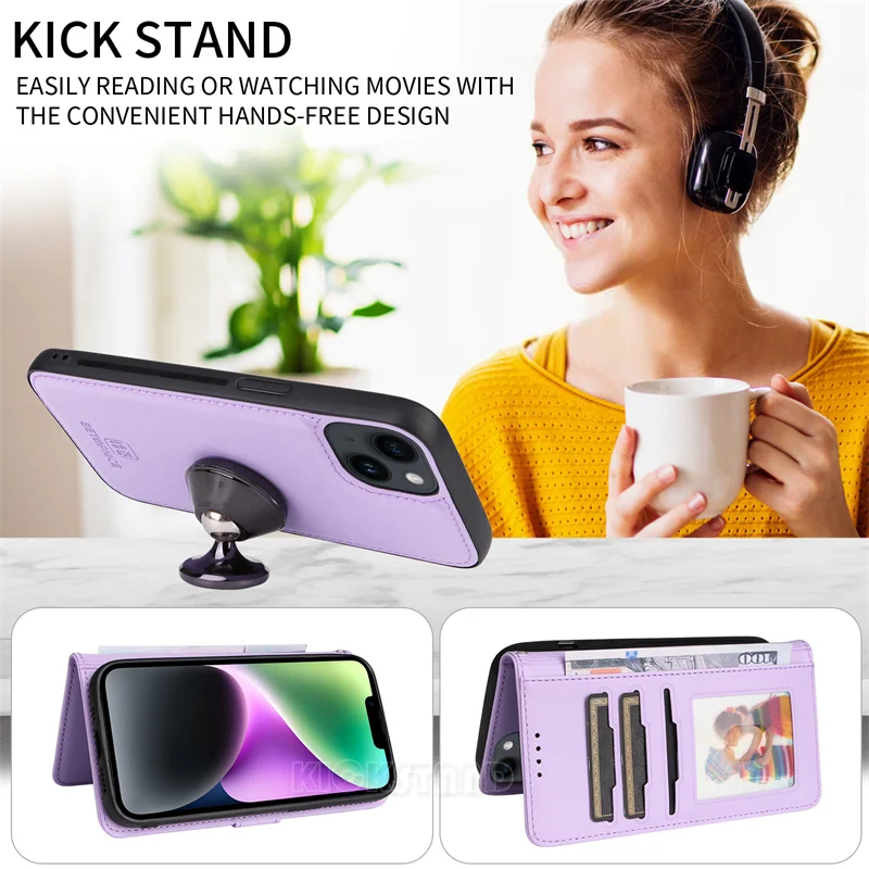 Cover Portafoglio In PU Pelle Per Xiaomi Redmi Note 13 Pro 5G (NON Per 4G), Con Slot E Cavalletto, Chiusura Magnetica, Viola - 2