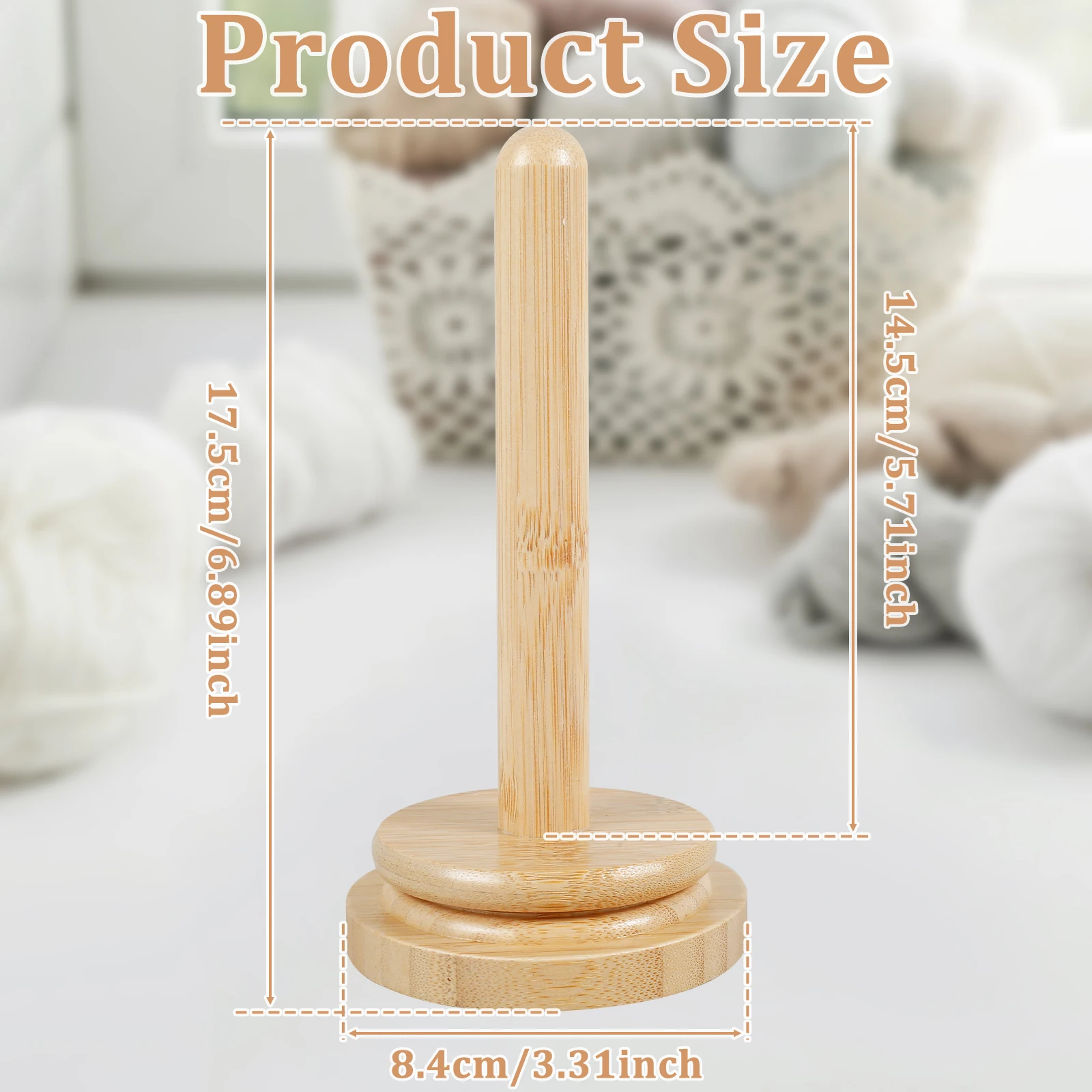 Wooden Yarn Holder Rotatable Bamboo Yarn Skein Spinner Smooth Ball Holder Dispenser Crochet Accessory for Knitting