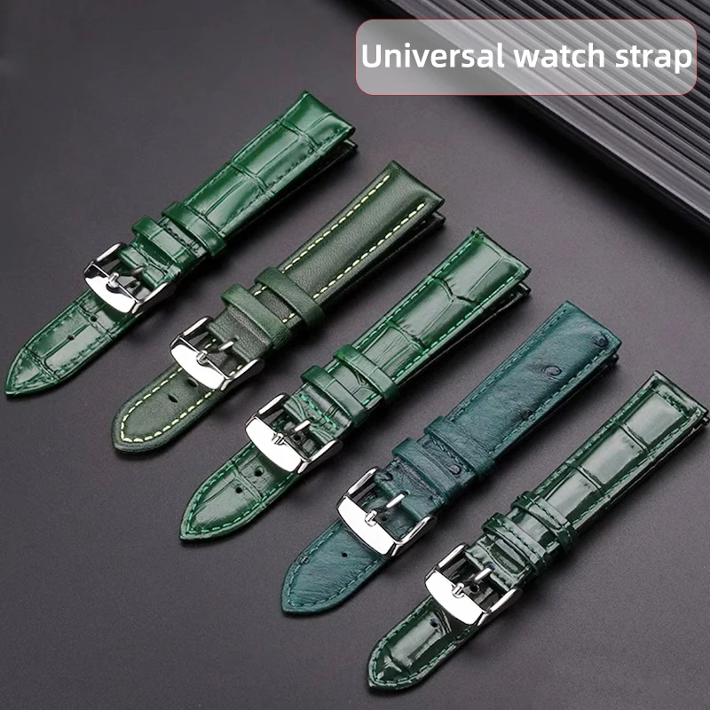 High Quality Green Watch Strap with Butterfly Buckle - Business Casual Design