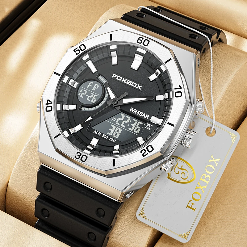 

LIGE Sports Military Man Watches Dual Display Silicone Strap Quartz Watch For Men Casual Fashion Waterproof Luminous Chronograph