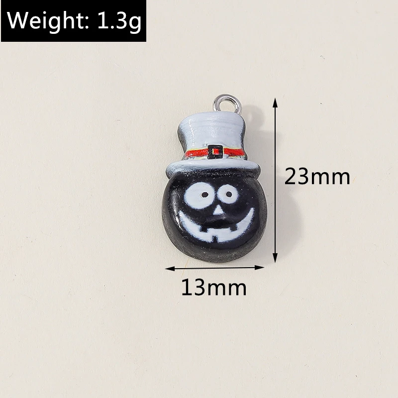 Leslie 10pcs neue Harz Halloween Charms Kawaii Katze Spinne Schloss Geist Kürbis Charms Anhänger Dekor DIY Ohrring Schmuck herstellung – Detail 11