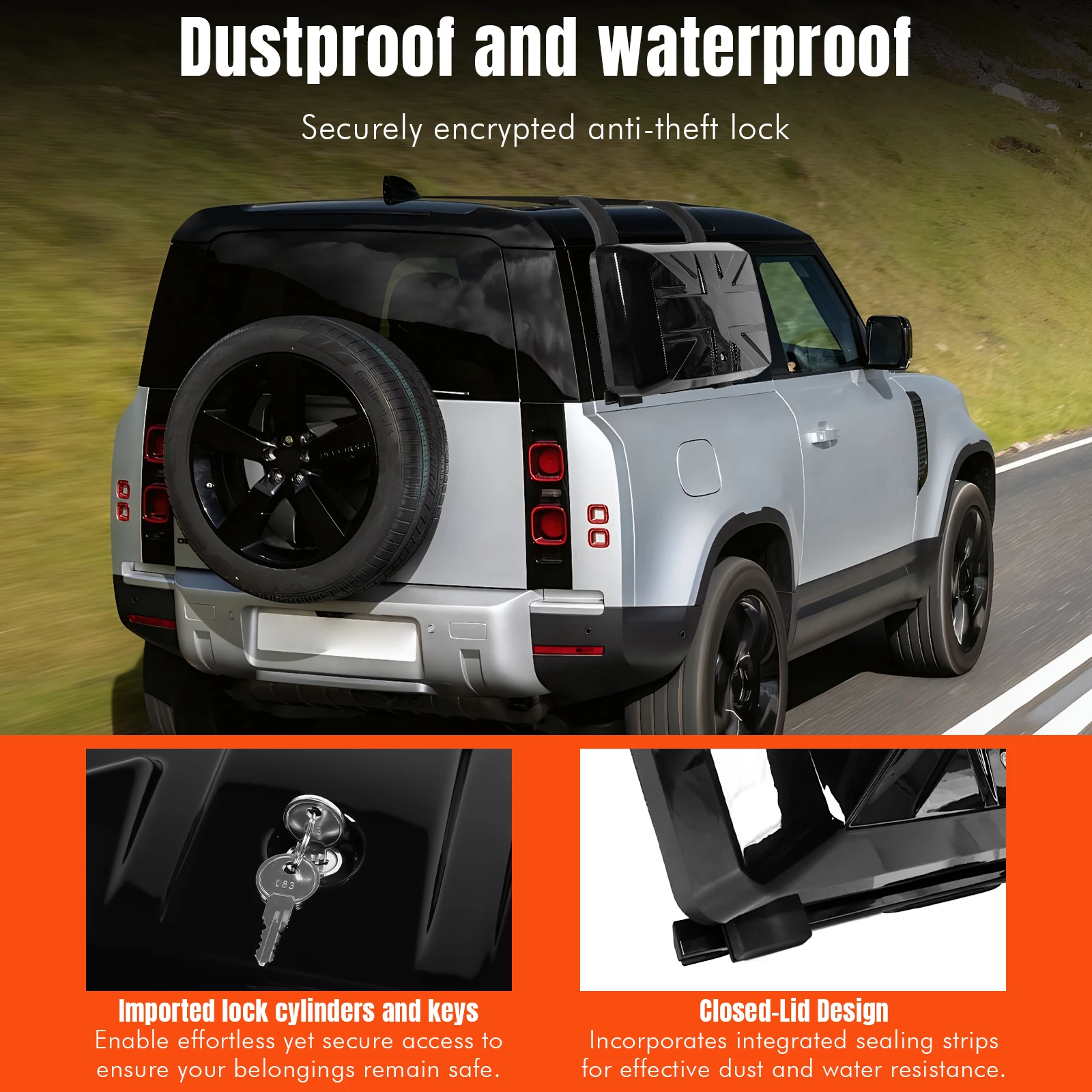 Glossy Black Side Tool Box Rust Proof Auto Side Carrier Case Car Exterior Mounted Gear Carrier for Land Rover Defender 2020-2024