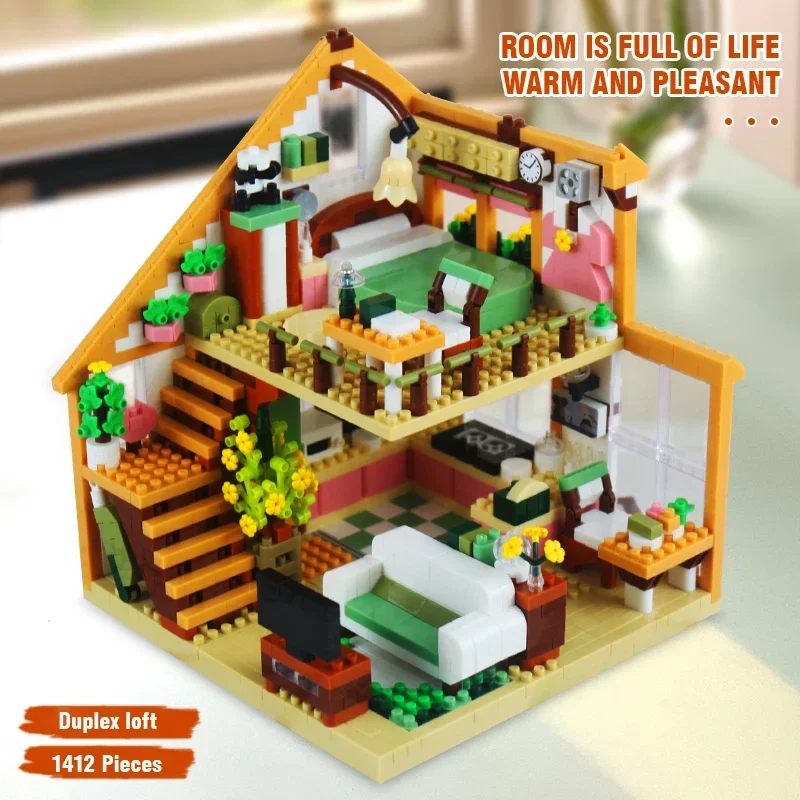City Street View Building Blocks Compact Brick Lofts Model Modern Apartment Assemble Bricks Set Industrial Collection Toy Gifts