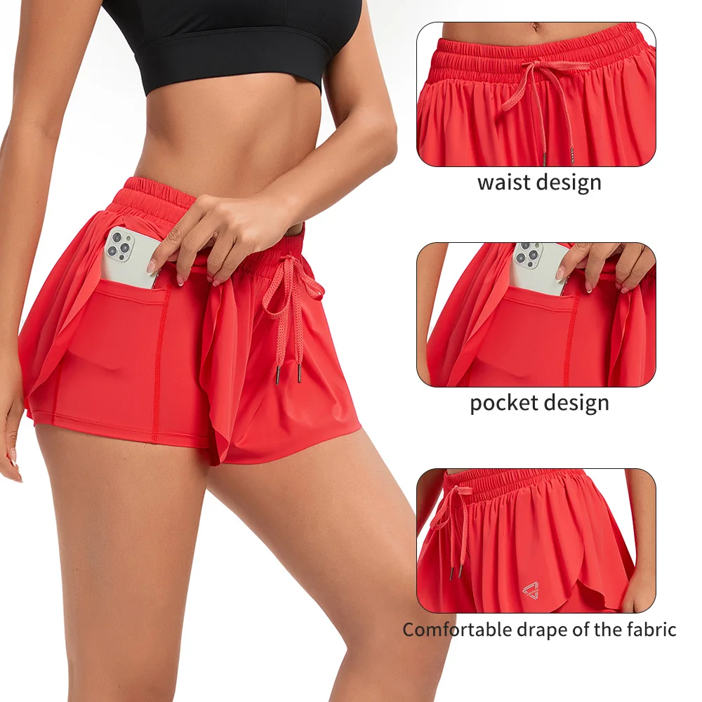 Cheerleading Group Skirt Women Flowy Shorts Running Yoga Workout Gym Athletic Hiking Shorts Leggings Flexibility Push Up Cute