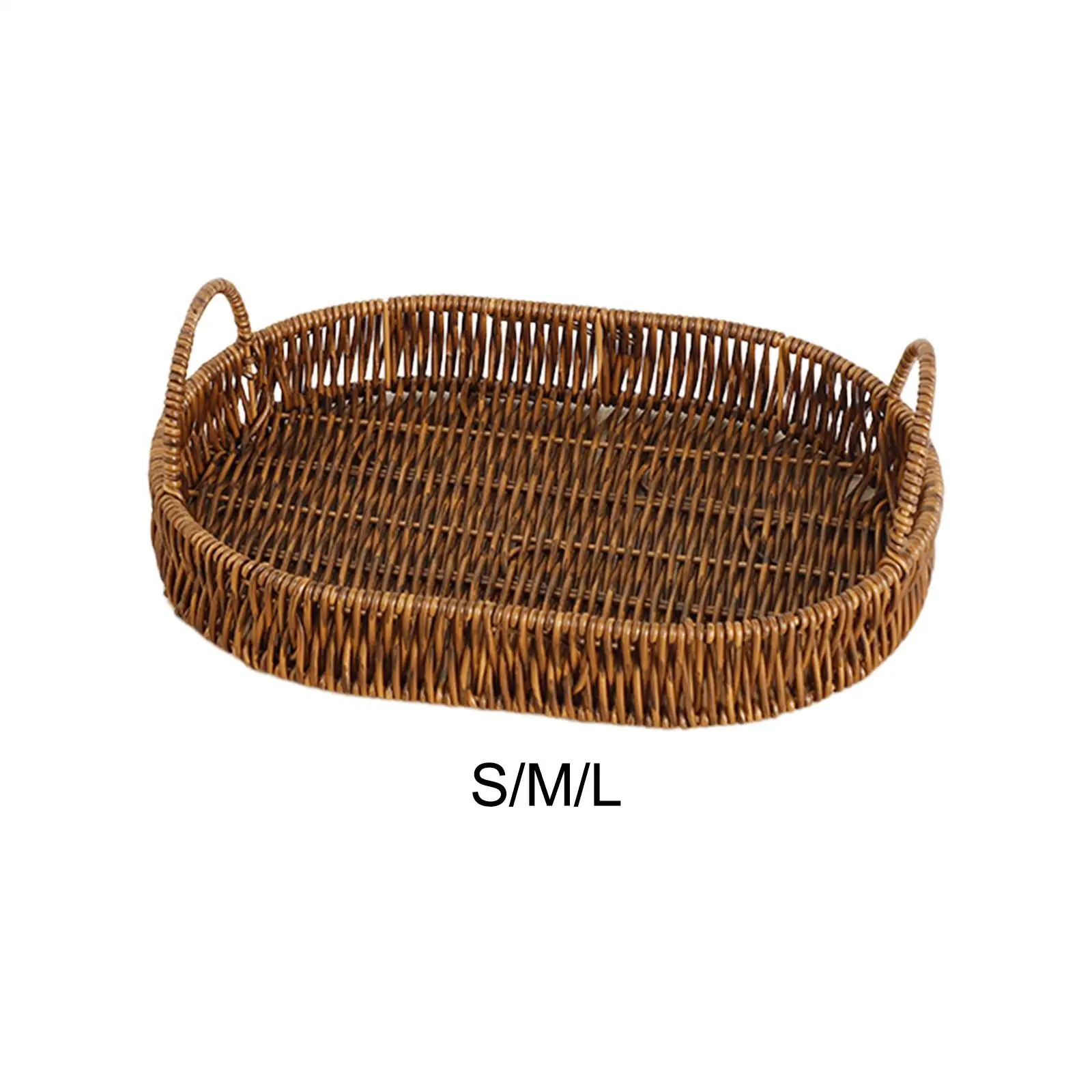 

Rattan Serving Tray with Handle Tabletop Food Serving Tray Rattan Baskets for Dining Coffee Table Hotel Home Restaurant Kitchen