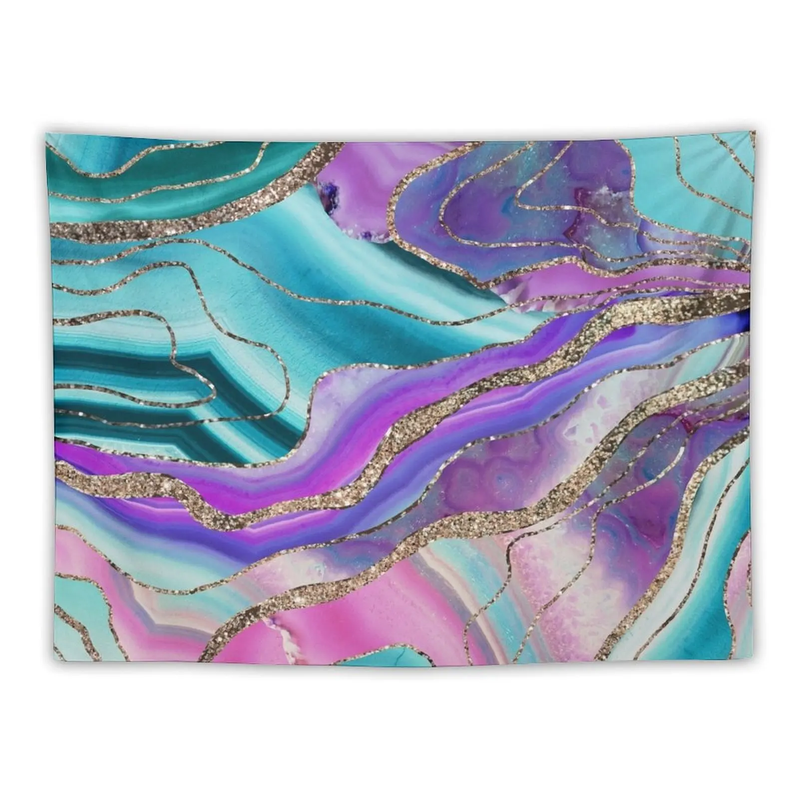 Unicorn Mermaid Agate Glitter Glam #1 (Faux Glitter) #marble #decor #art Tapestry Home Decor Aesthetic House Decor Tapestry
