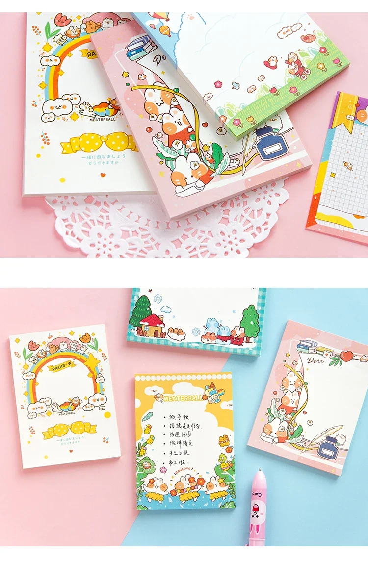 50 Sheets/pack Nicole Meow Lovely Cat Kitten Big Size Notepad Large Non-sticky convenient Memo Note 6