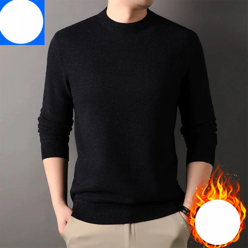 Winter KPOP Fashion Style Harajuku Slim Fit Tops Loose Casual All Match Knitwear Plush O Neck Insert Solid Long Sleeve Sweaters