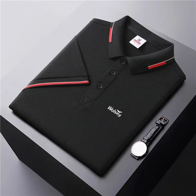 Summer Men's Casual Short-Sleeved Top Polo Shirt Office Fashion Stand Collar T-Shirt Men's Breathable T Shirt Men Golf Clothing