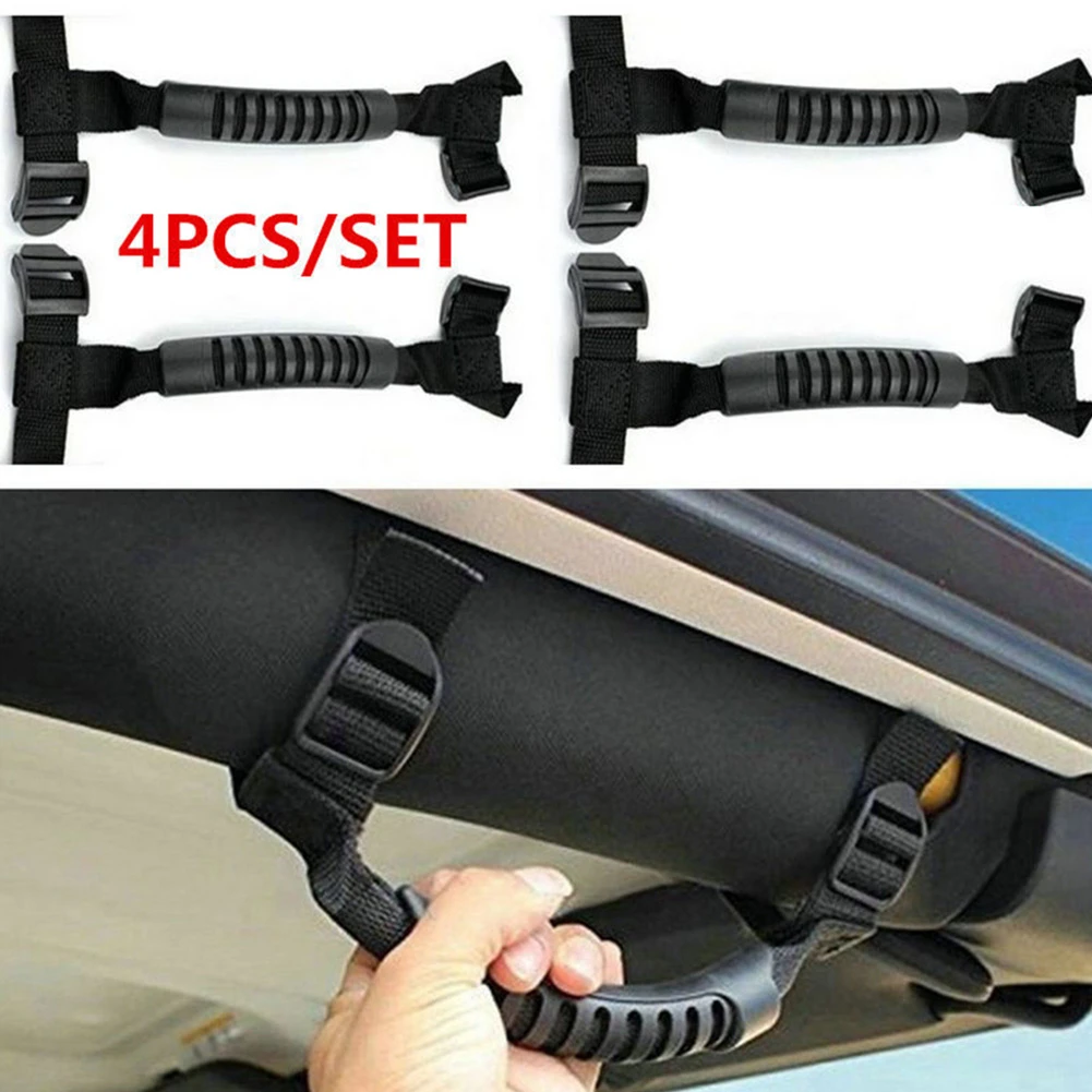 4pcs Automotive Grab Handles Nonslip Car Roll Bar Grab For Jeep